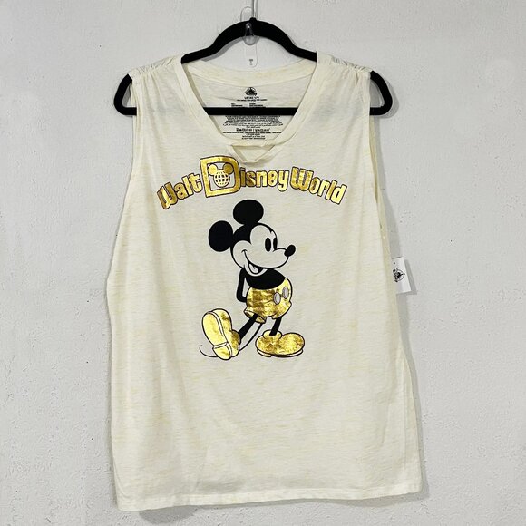 Disney Parks WDW Classic Mickey Mouse Metallic Yellow Tank Top NWT Size Large‎ - Picture 1 of 8